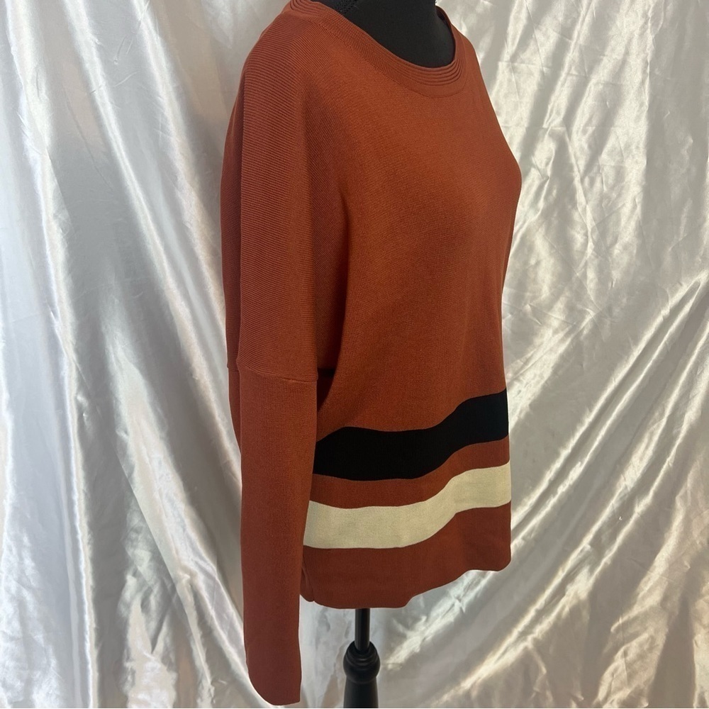 Loose Fit Orange Stripe Long Sleeve Knit Top – Cozy, Stylish & Effortless - Picture 3 of 8